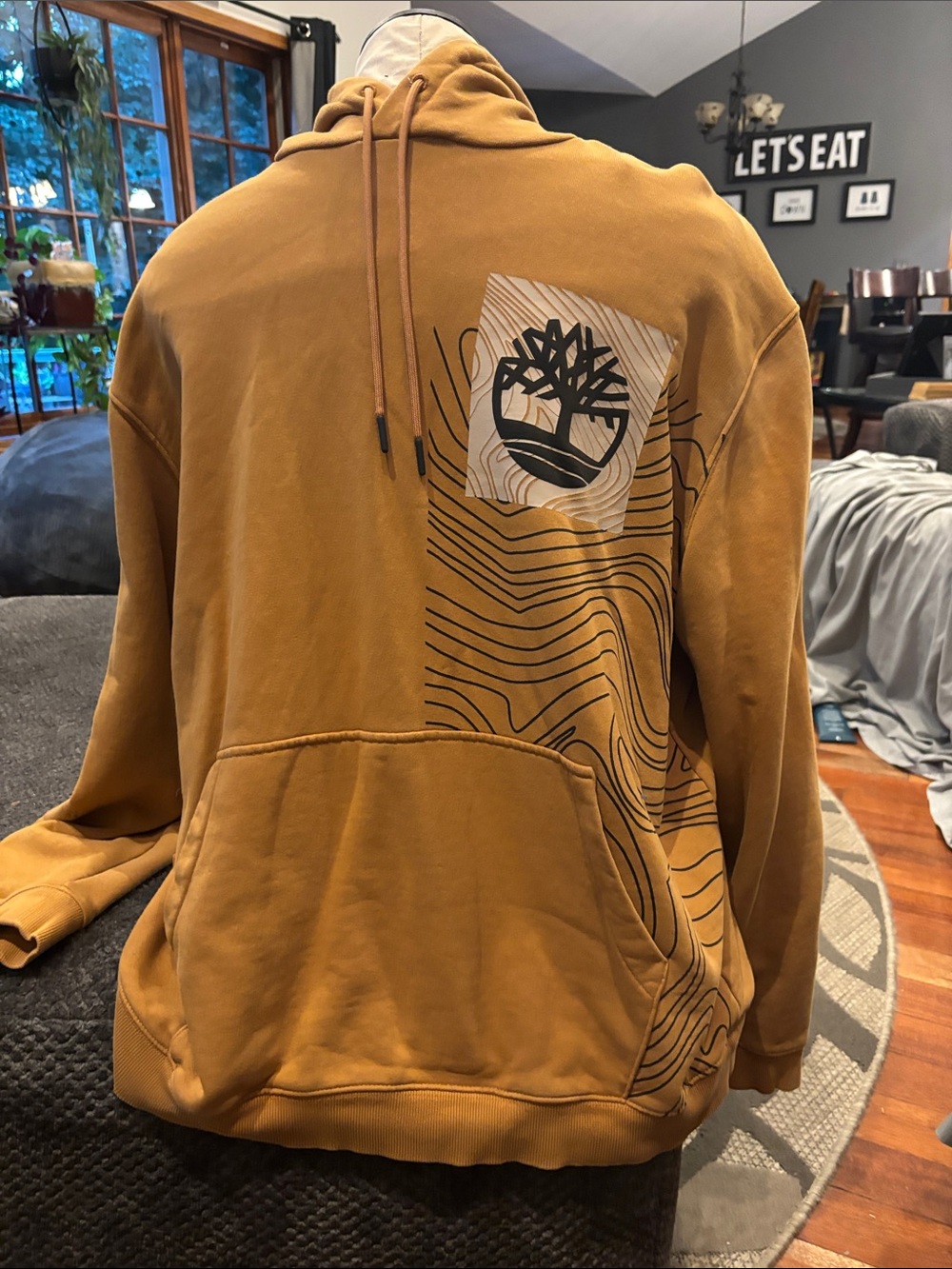 Timberland Men's Mustard Brown Graphic Hoodie
